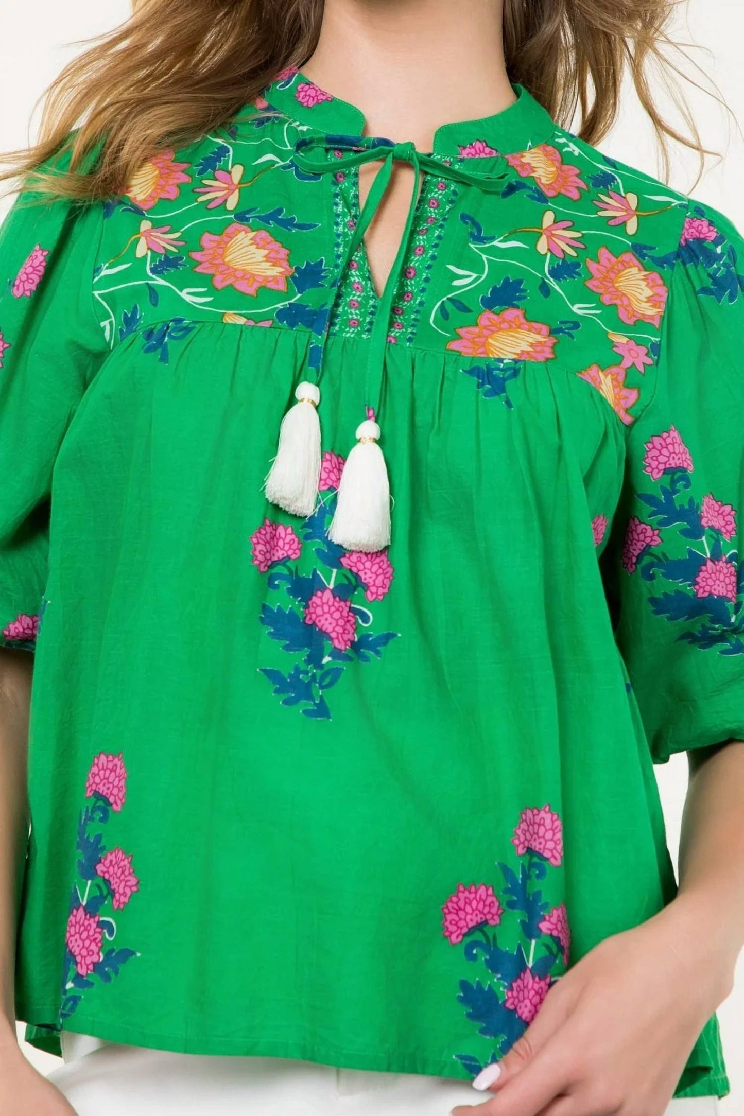 Thml - Puff Sleeve Tassel Top