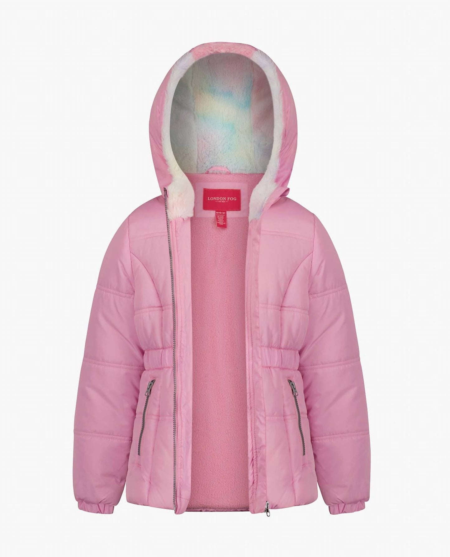 London Fog - Girls Zip-front Hooded Mid Cinch Puffer Jacket