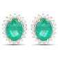 2.66 Carat Genuine Zambian Emerald and White Diamond 14K Yellow Gold Earrings