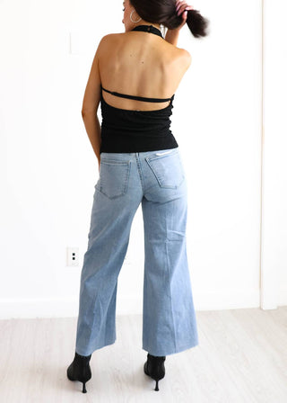 Pistola - Calça Jeans Cropped de Perna Larga Izzy