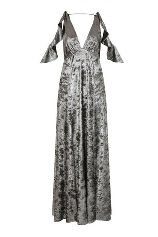 Topshop - Vestido longo com brilho de folha metálica