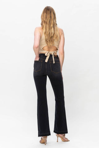 Judy Blue - Calça jeans skinny bootcut com cintura alta e bainha solta