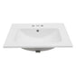 Modern Rectangular Single Vanity Top With Overflow And 3 Faucet Holes - White