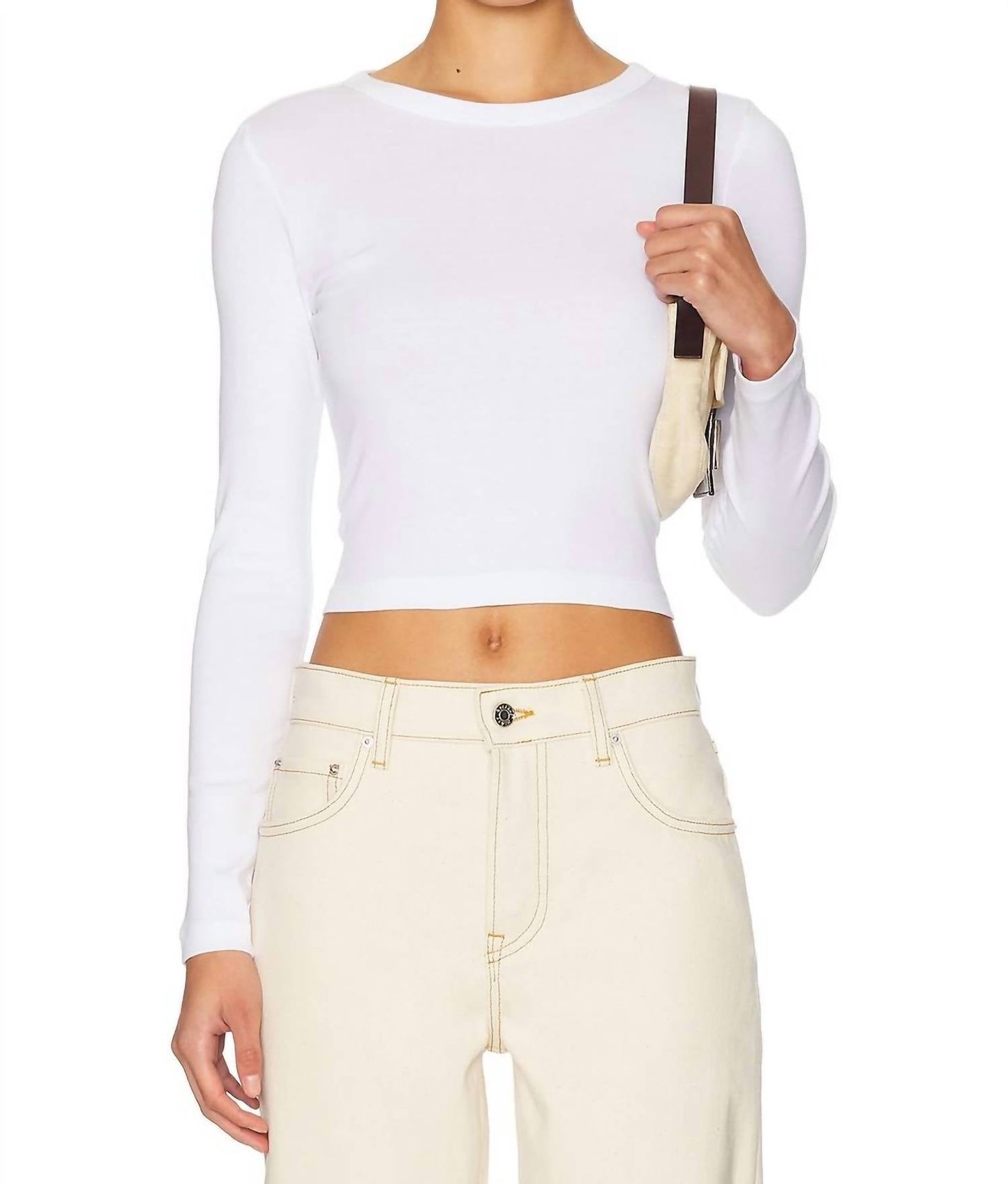 Enza Costa - Supima Baby Rib Long Sleeve Cropped Top