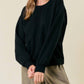 Doe And Rae - Fleece Drop Shoulder Long Sleeve Drawstring Back