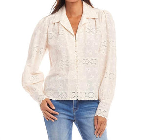Karen Kane - Long Sleeve Embroidered Blouse