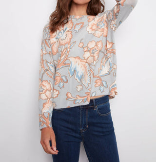 Charlie B - Crew Neck Printed Long Sleeve Sweater