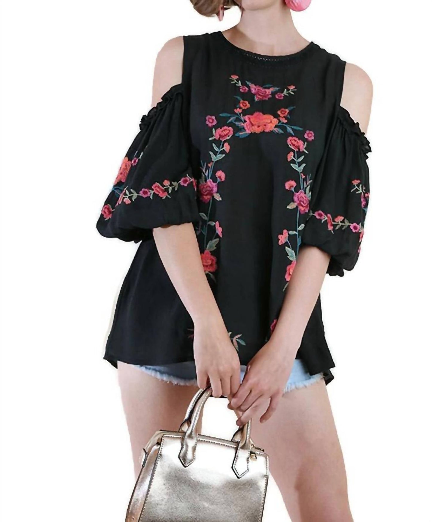 Umgee - Floral Embroidered Peasant Top