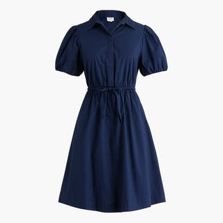J.Crew - Vestido curto com gola, manga curta e cintura amarrada