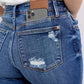 Judy Blue - Distressed Knit Boyfriend Cuffed Jean