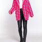 Active Usa - Double Breasted Check Print Boucle Fleece Coat