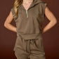 Papermoon - Half Zip Cropped Sweatshirt And Shorts Set