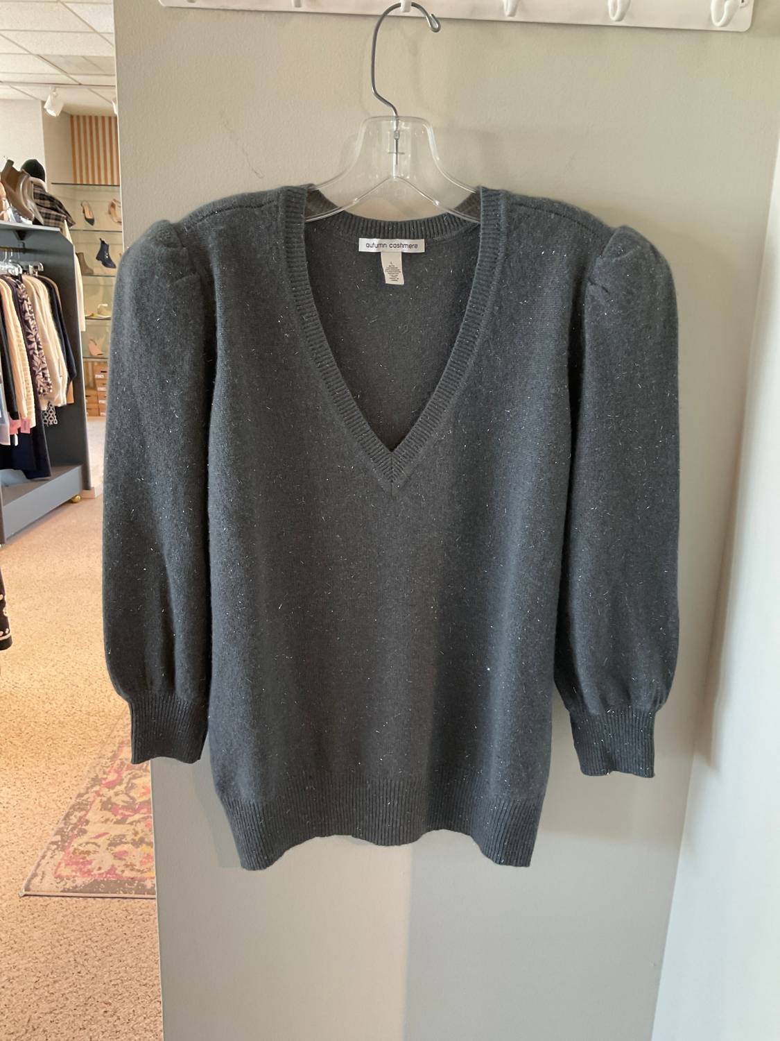 Autumn Cashmere - Women's V-neck Sparkle Sweater