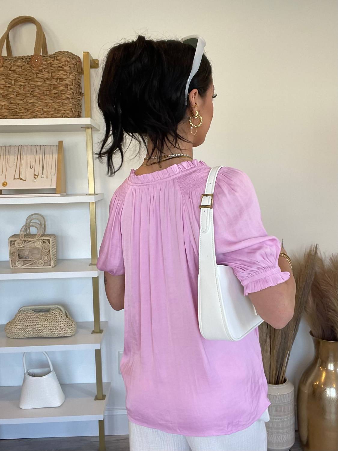 Current Air - Angie Short Sleeve Satin Top