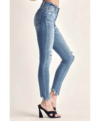 Risen - Calça jeans skinny vintage de cintura alta com lavagem de verão
