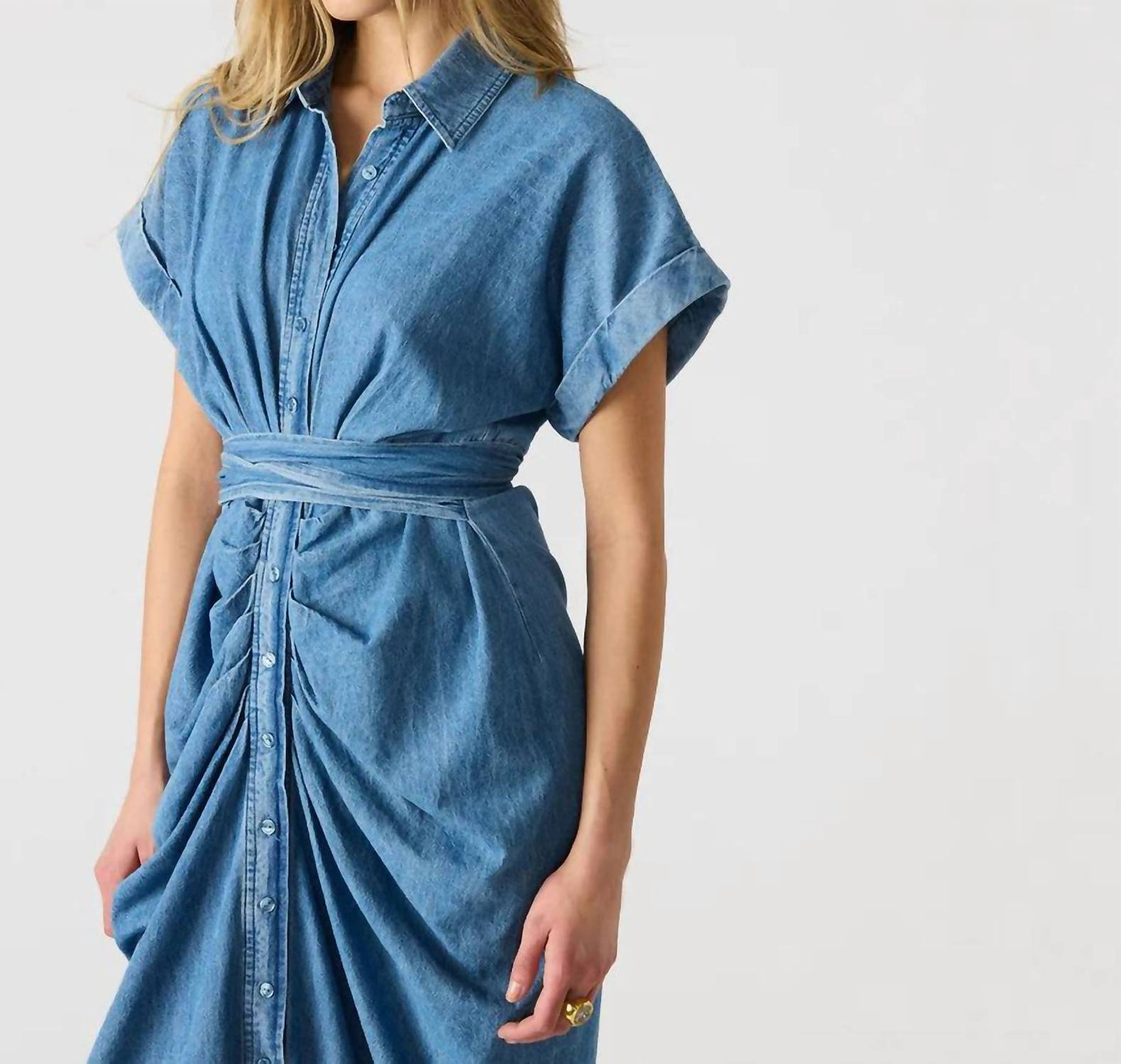 Steve Madden - Tori Tie-front Midi Shirt Dress