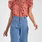 Elan - Short Sleeve Tie Front Blouse
