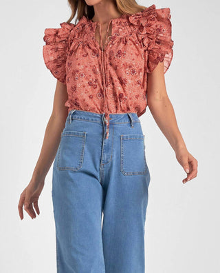 Elan - Blusa de manga curta com amarração frontal