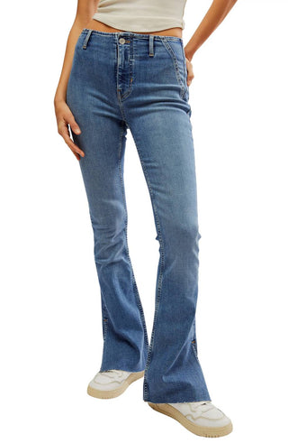 Free People - Calça Jeans Bootcut com Fenda Level Up