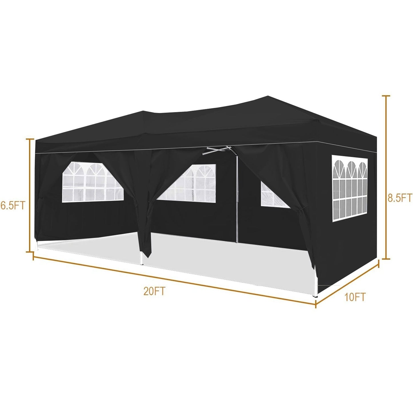 10'x20' Folding Canopy with 6 Removable Sidewalls Outdoor Shelter