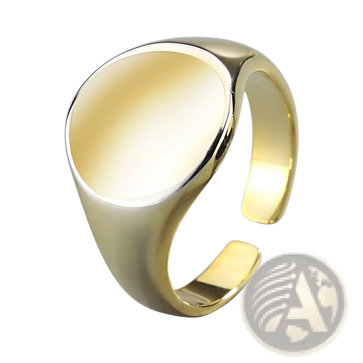 Adjustable Oval Minimalist Signet Ring in Polished Metal