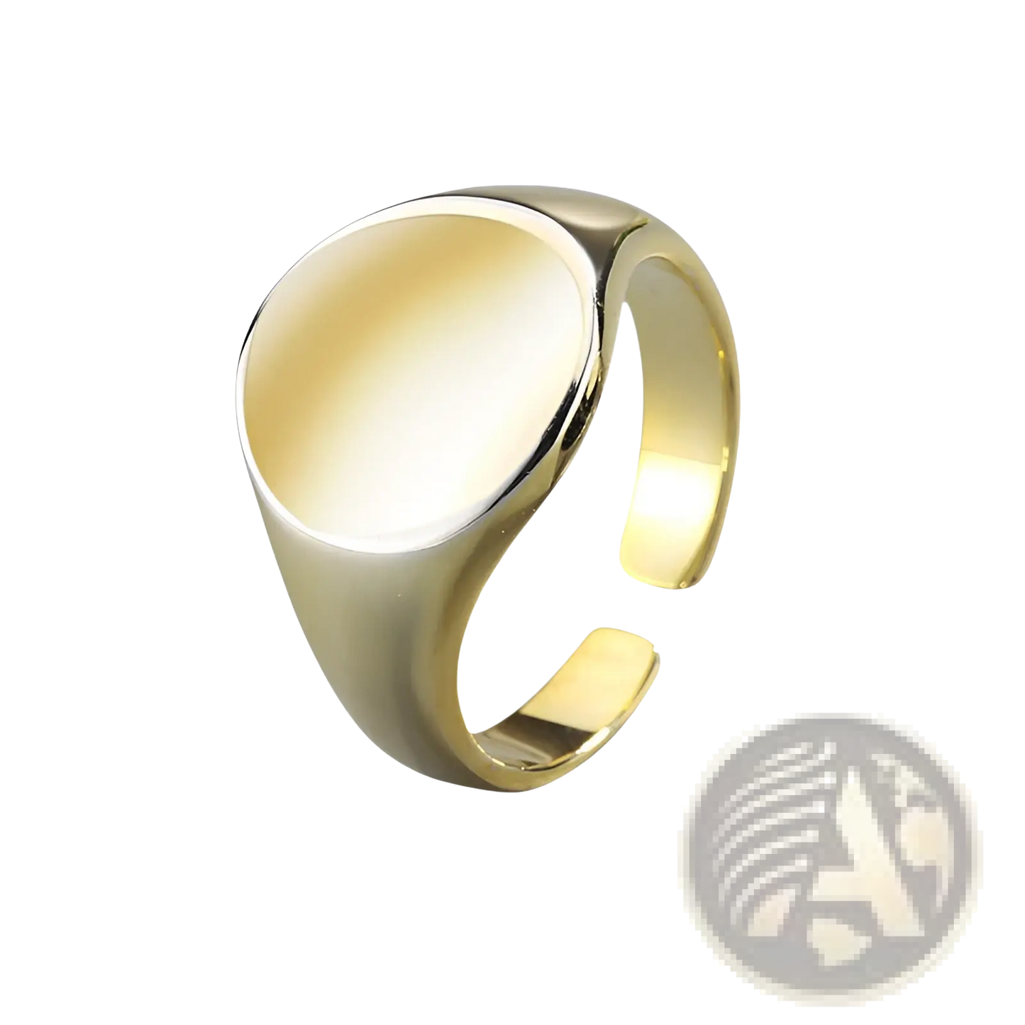 Adjustable Oval Minimalist Signet Ring in Polished Metal