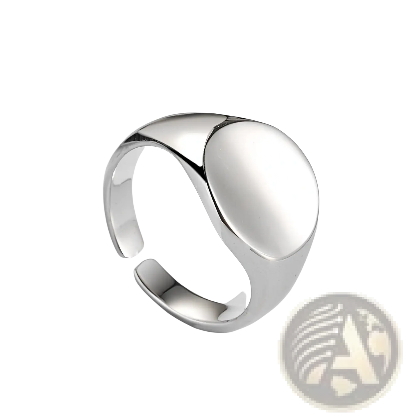 Adjustable Oval Minimalist Signet Ring in Polished Metal