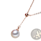 Adjustable Pearl Lariat Necklace in Rose Gold and Silver