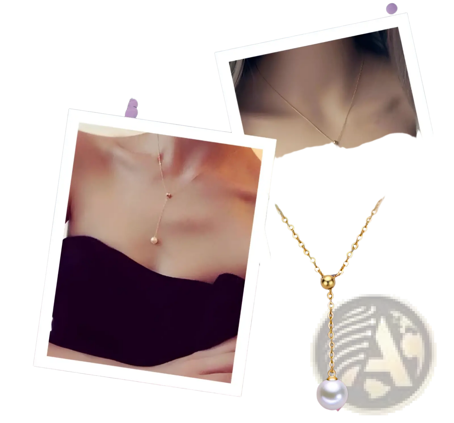 Adjustable Pearl Lariat Necklace in Rose Gold and Silver