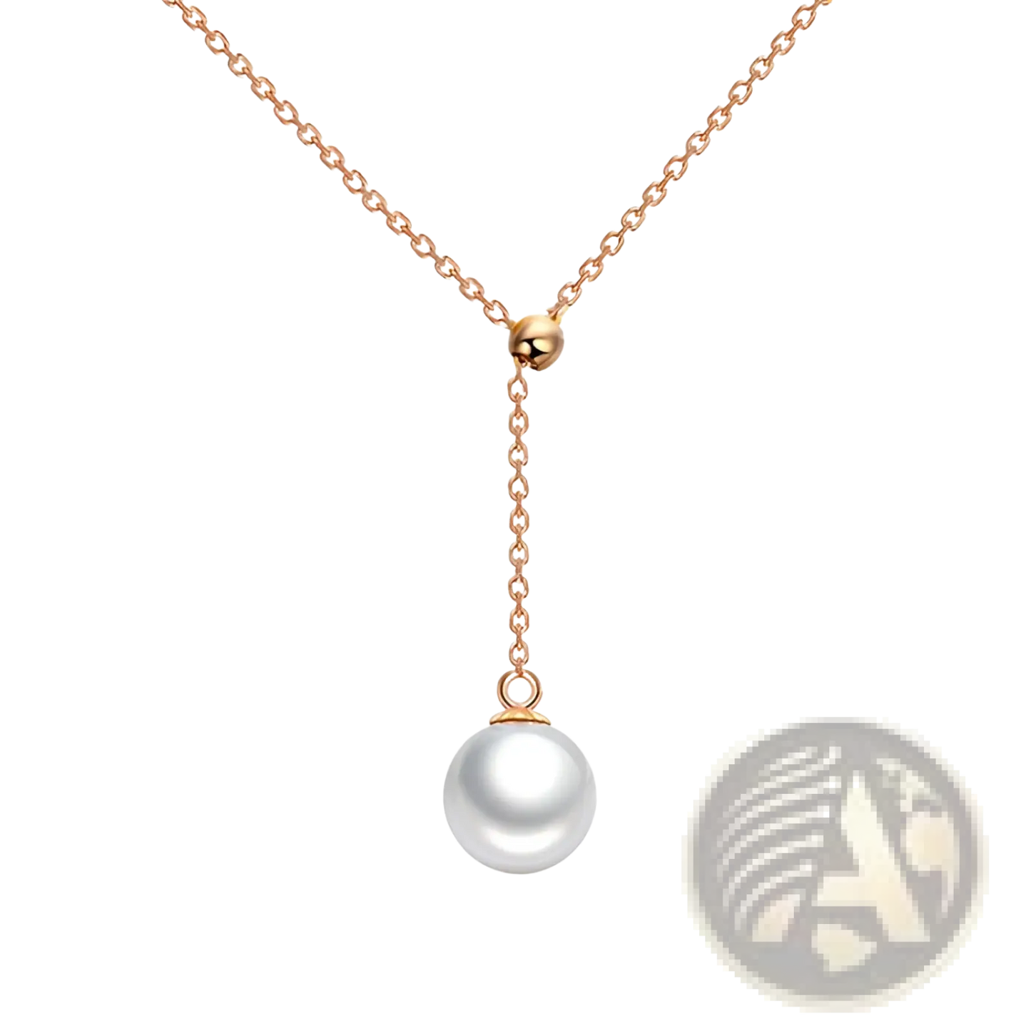 Adjustable Pearl Lariat Necklace in Rose Gold and Silver