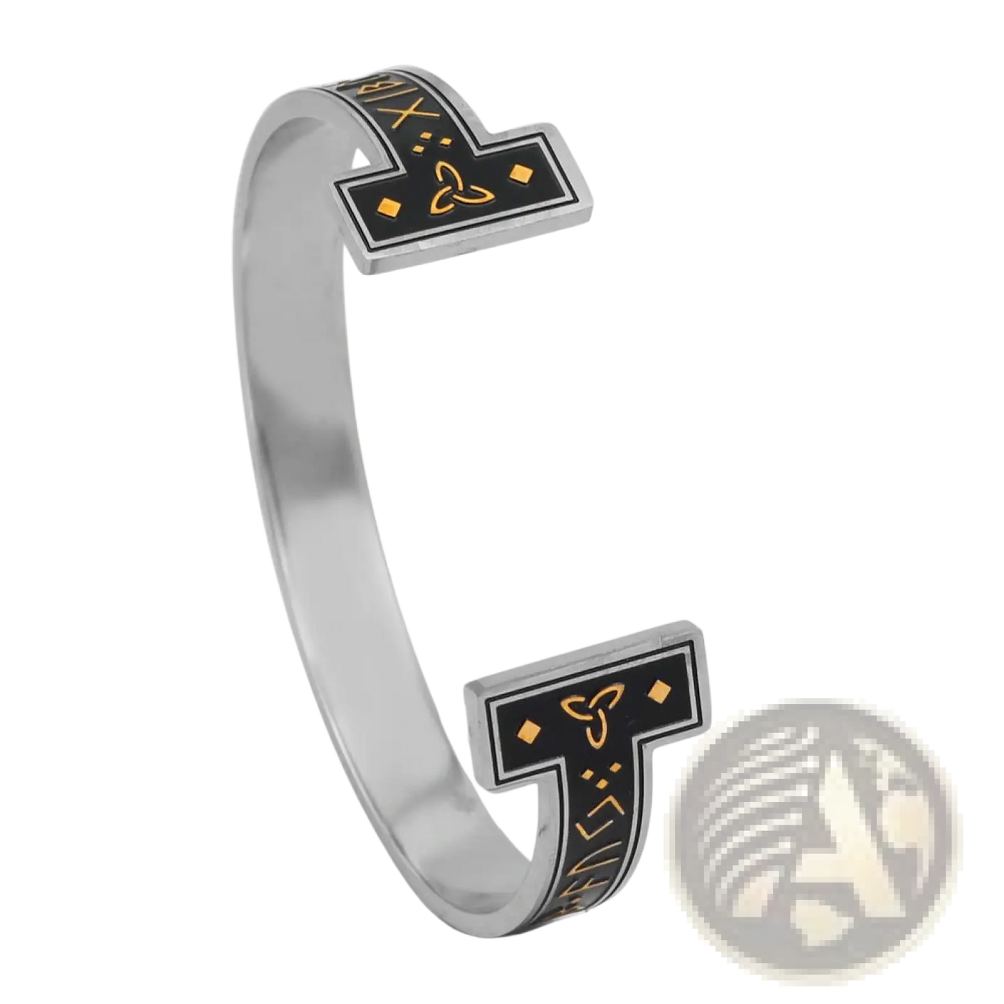 Adjustable Viking Rune Titanium Steel Open Cuff Bracelet
