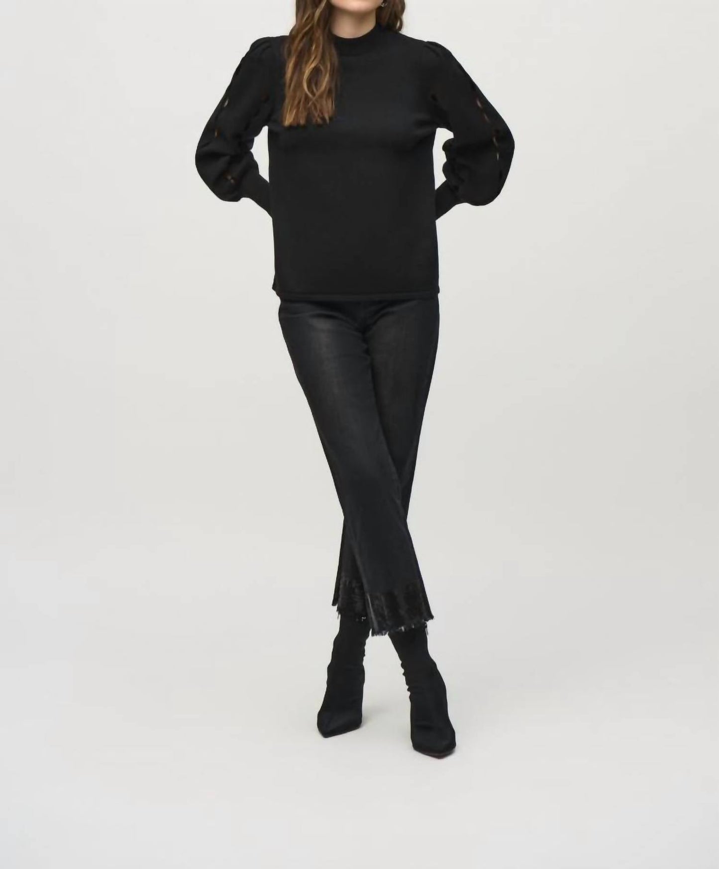 Joseph Ribkoff - Mock Neck Long Puff Sleeve Top