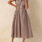 Entro - Gingham Zip Up Cotton Midi Dress