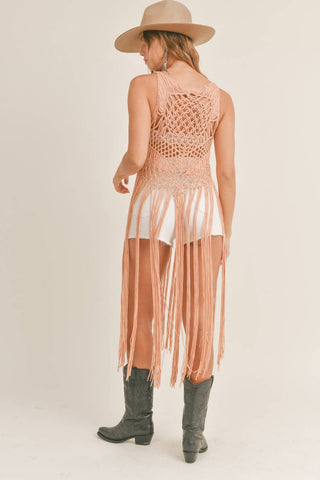 Mable - Fringed Knit Cover Up Top