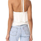 Alice + Olivia - Silk Ruffle Lace Trim Crop Halter Top