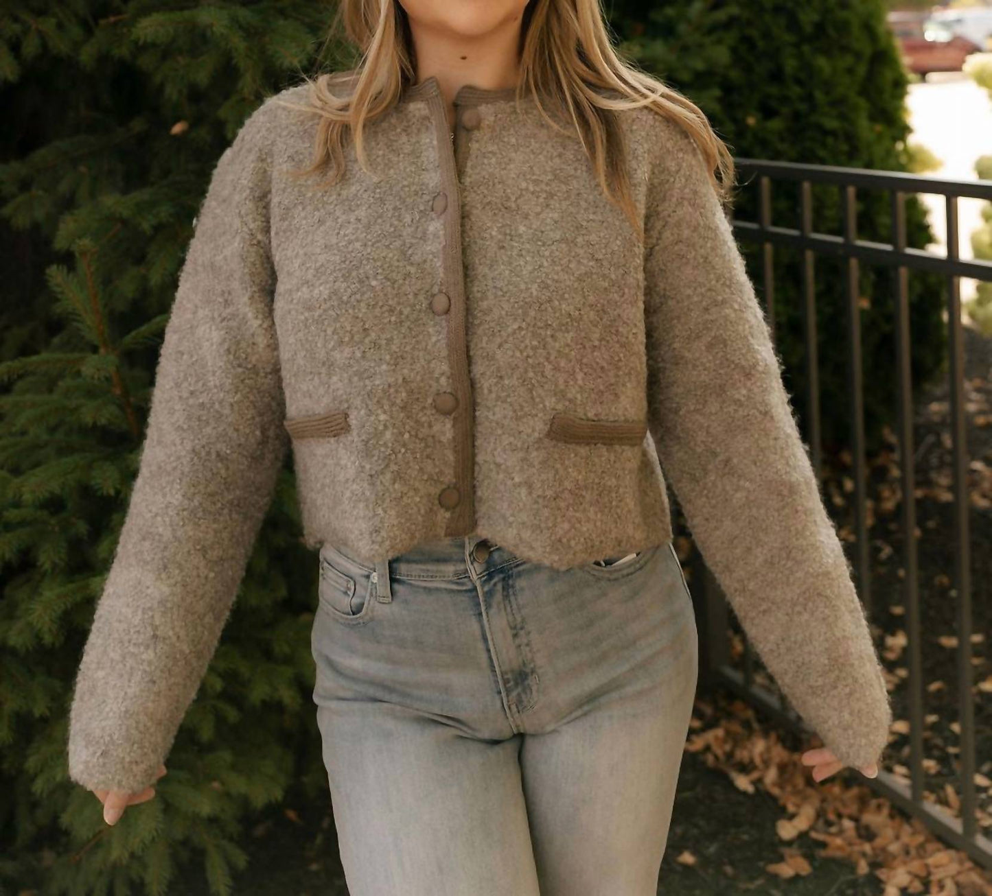 Mable - Fuzzy Boxy Crop Jacket