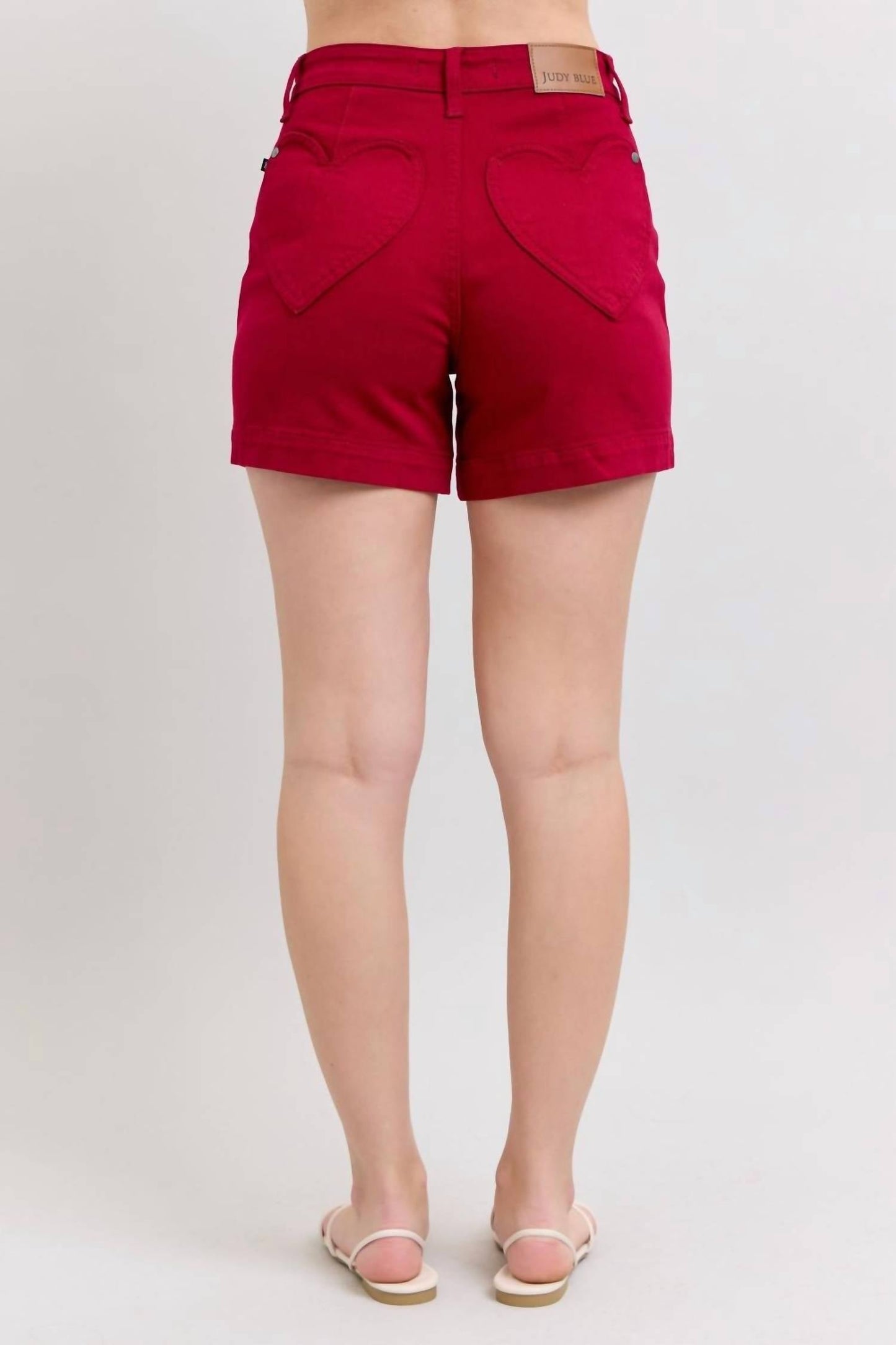 Judy Blue - High Waist Tummy Control Garment Heart Shaped Pocket Trouser Denim Short