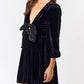 Lalavon - Velvet Bow Long Sleeve Mini Dress