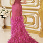Nox Anabel - Fitted Feather Maxi Prom Dress