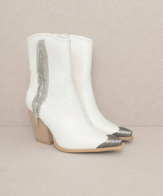 Oasis Society - Bota feminina estilo cowboy com franjas e strass