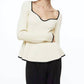 H&M - Ribbed Knit Sweater With Black Trim