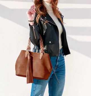 Jen &amp; Co. - Bolsa grande feminina com borla 2 em 1