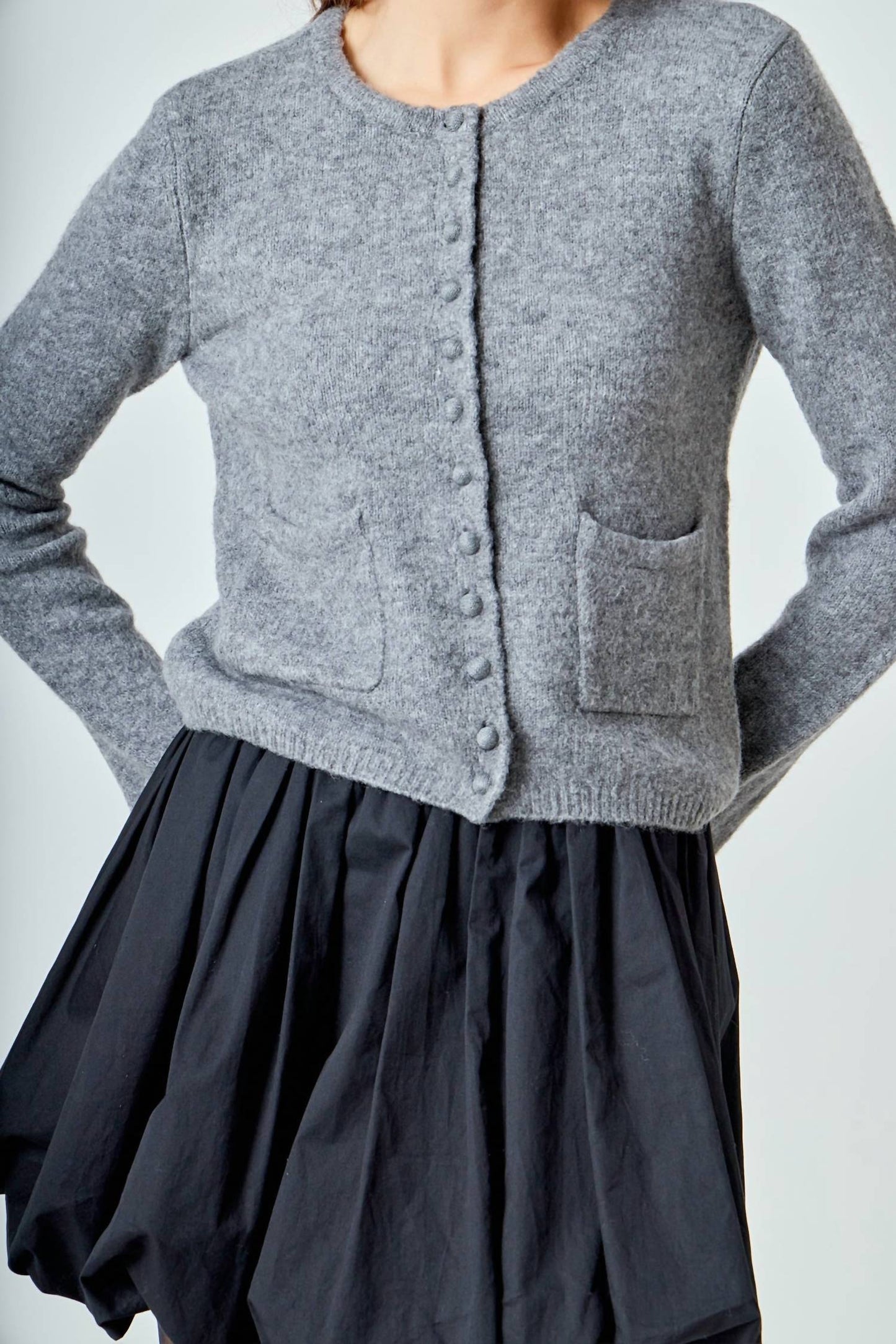 Endless Rose - Women's Crewneck Button Down Knit Top