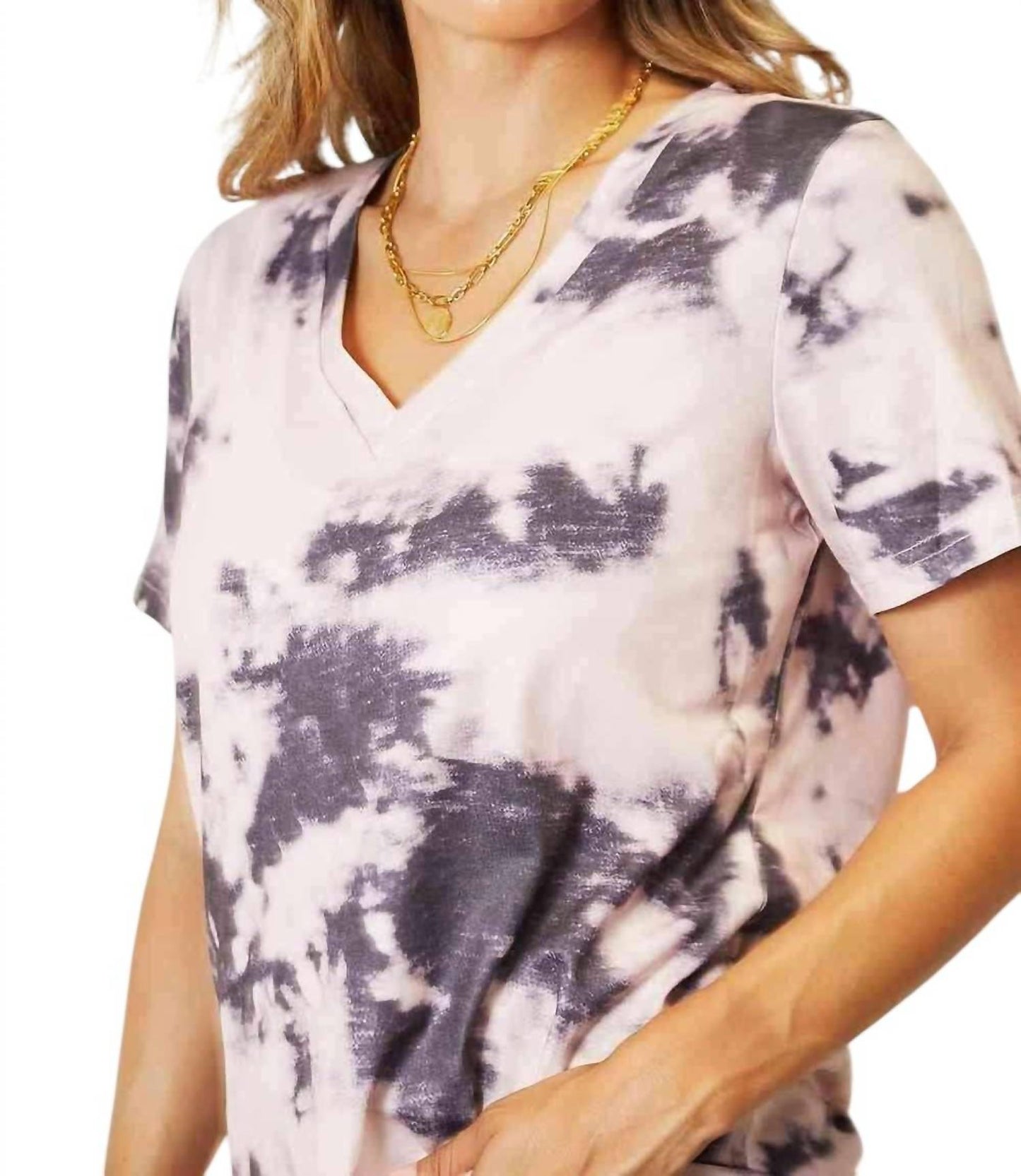 Double Take - Camiseta Bohemian Tie-dye com decote em V