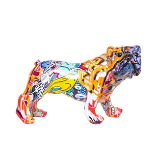 Interior Illusions - Hand Painted Street Art Bulldog Standing Sculpture- 11" Long