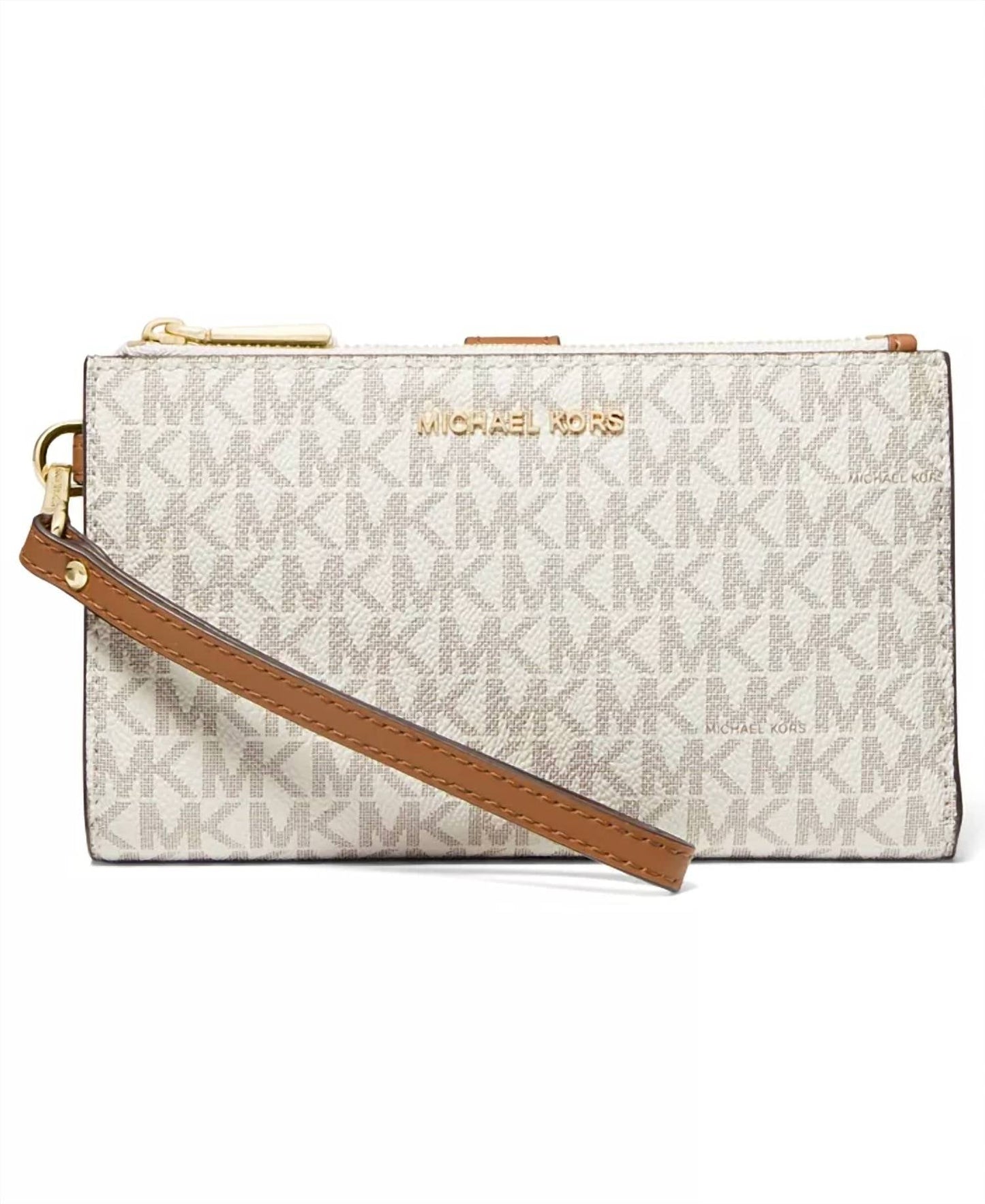 Michael Kors - Logo Jet Set large Double-Zip Wristlet in vanilla