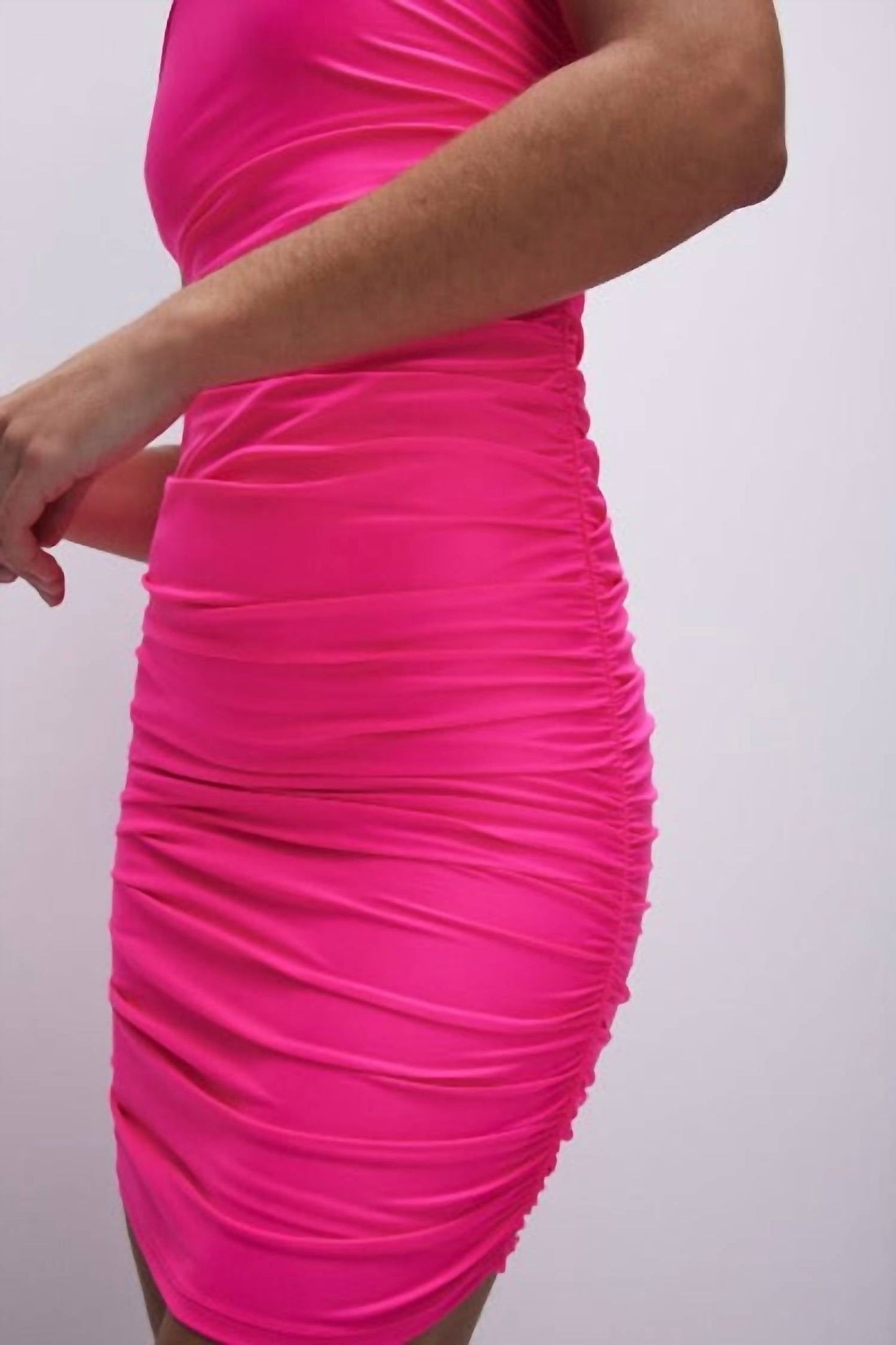 Good American - Satin Ruched Tank Mini Dress
