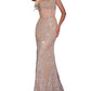 Jovani - Beaded Spaghetti Straps Gown