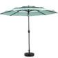 Aluminium 10ft 3 Tier Auto-Tilt Outdoor Patio Umbrella - Light Green