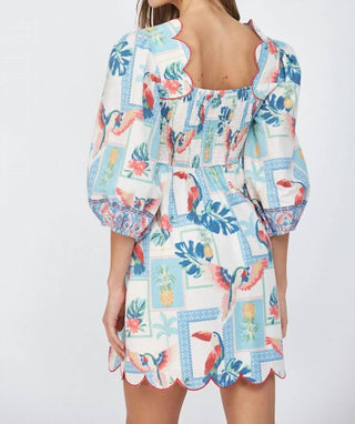 Fate - Tropical Print Scallop Mini Dress